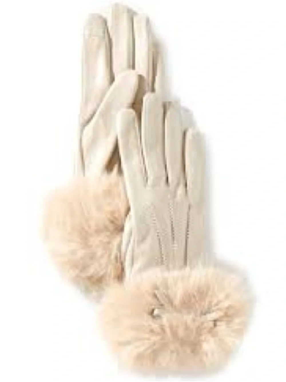 SASSO + SMYTH Women's Faux Fur Bow Cuff Tech Tip Traditional Leather Gloves S